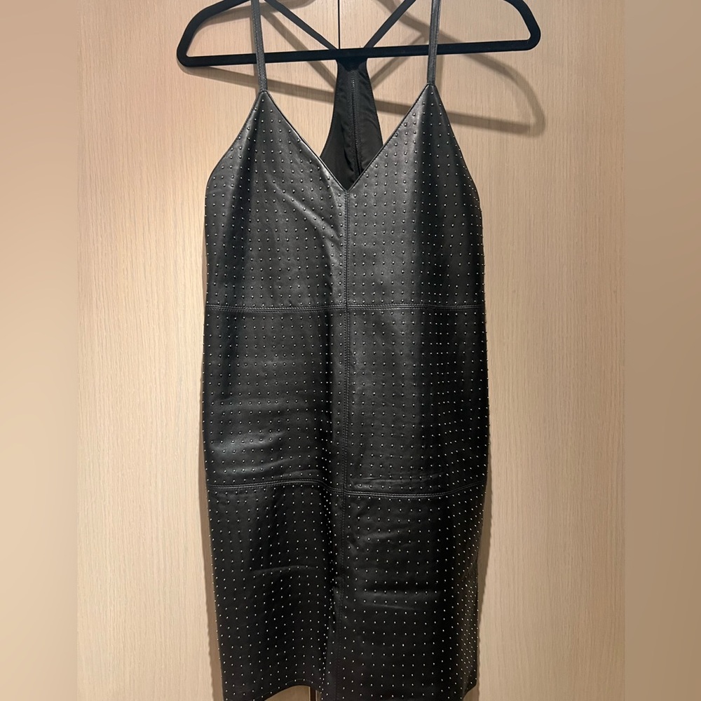 New Alice +Olivia A Line leather dress